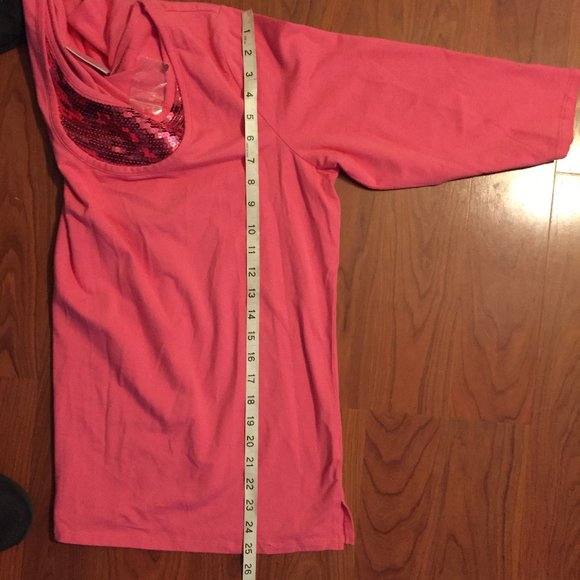 Quacker Factory Pink Sequined Top Medium - Picture 5 of 6
